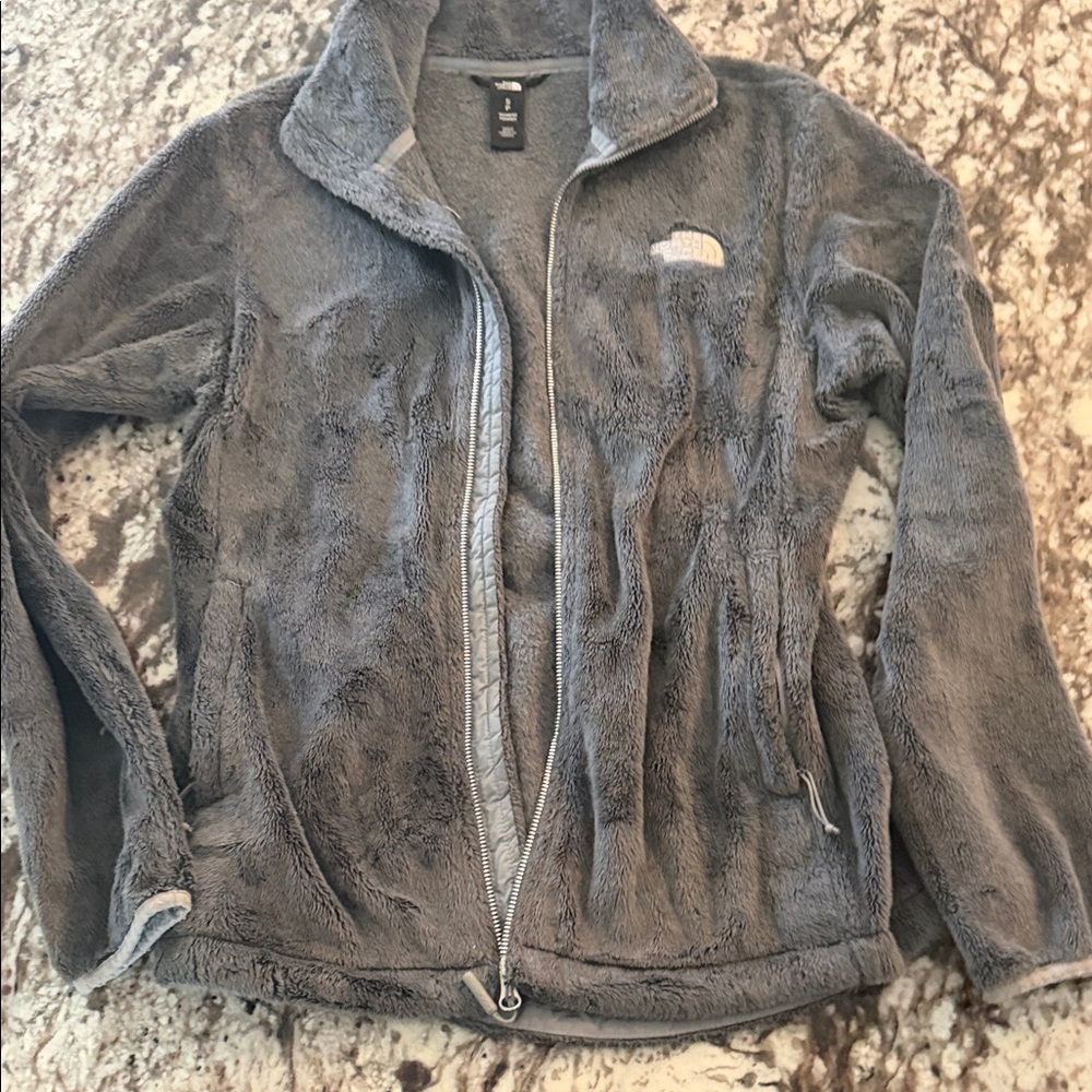 The North Face Women's Plush Gray Full-Zip Teddy Jacket